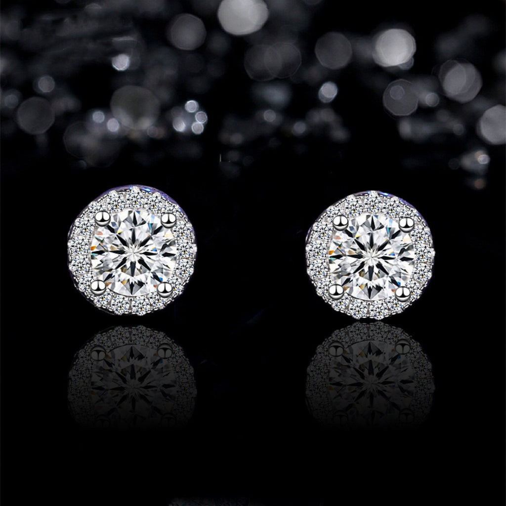 Women Certified VVS1 Moissanite Halo Earrings