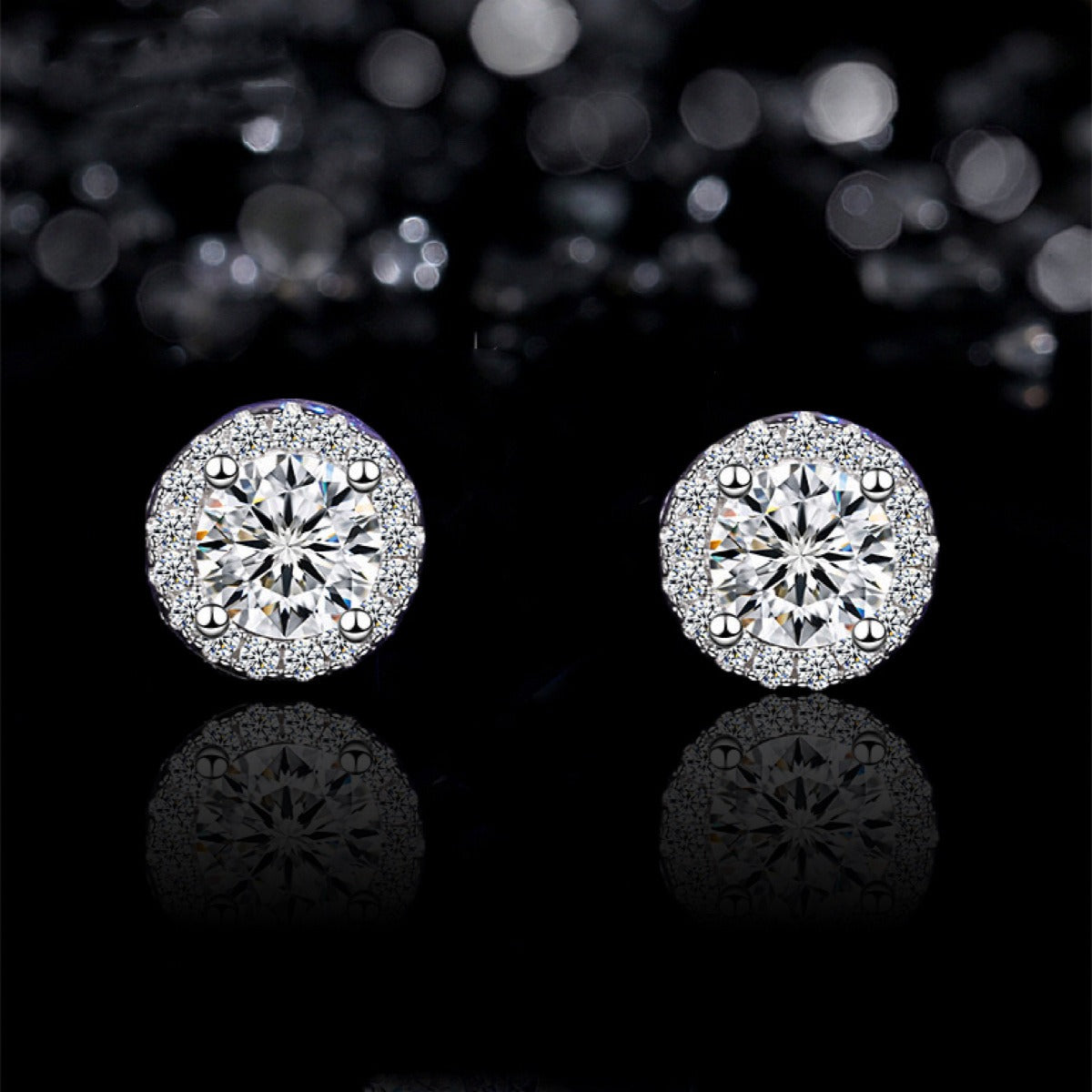 Certified VVS1 Moissanite Halo Earrings