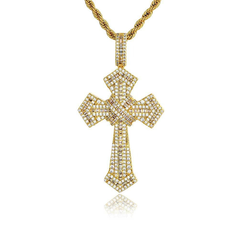 Women Iced Baguette Jesus Cross Pendant