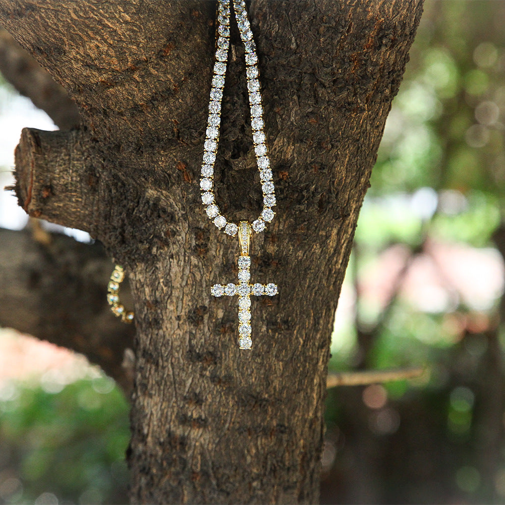 Women Bundle 4mm Diamond Cross Pendant