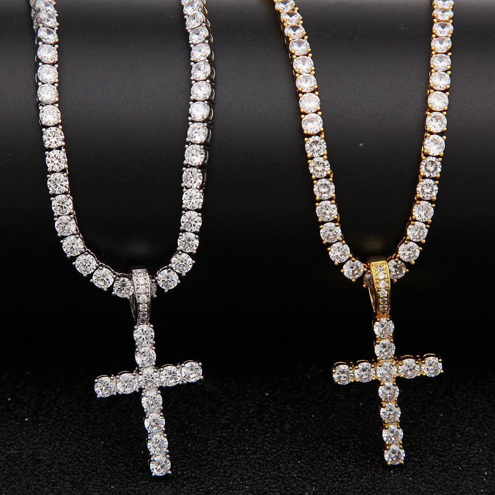 Women Bundle 4mm Diamond Cross Pendant