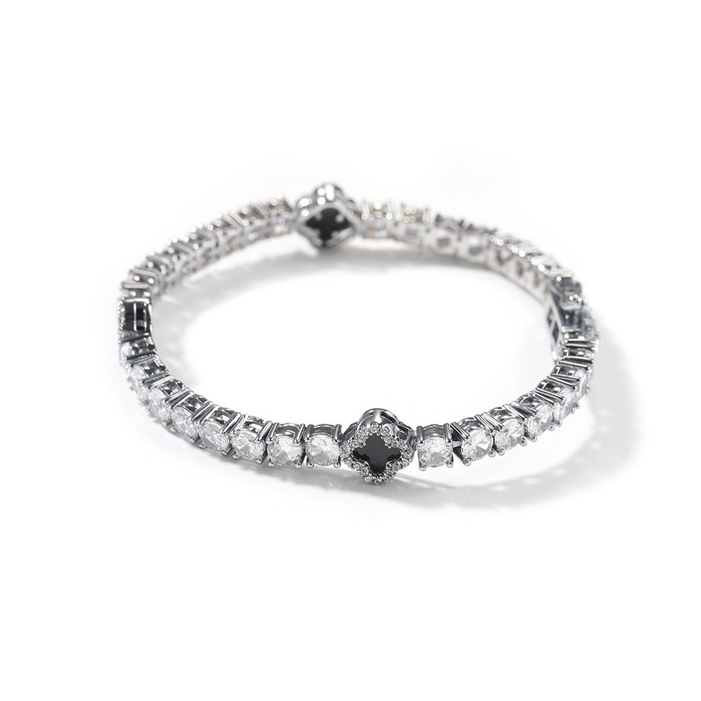 Women Iced Out Four Leaf Clover Tennis Bracelet