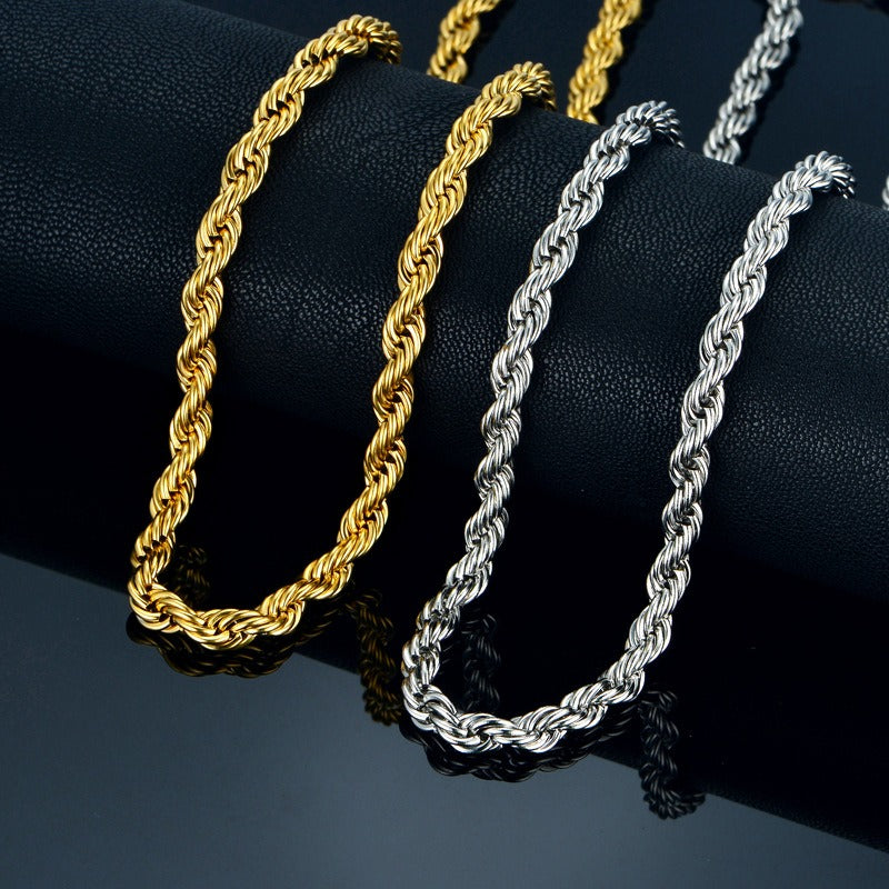 10mm 18K Gold/White Gold Finish Rope Chain