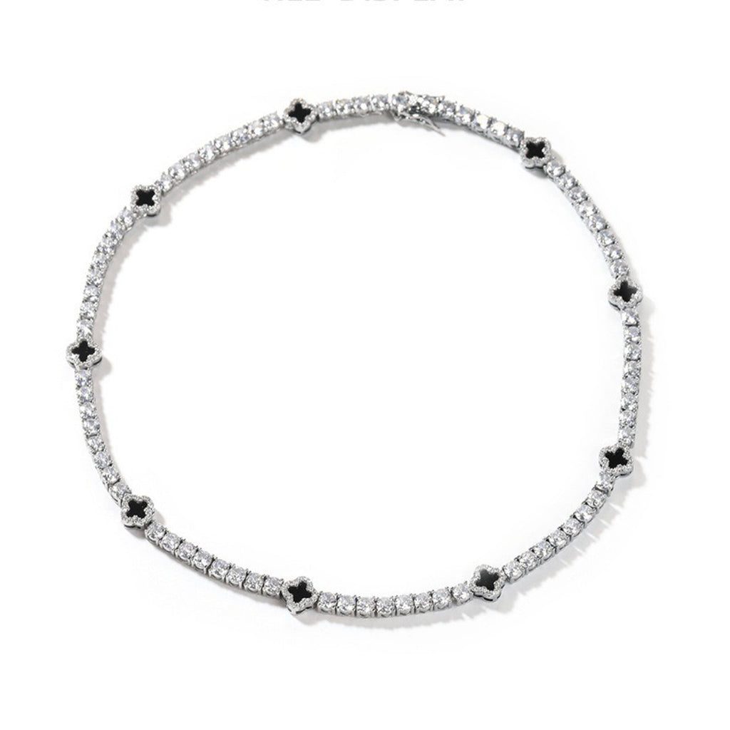 Iced Out Four Leaf Clover Tennis Necklace