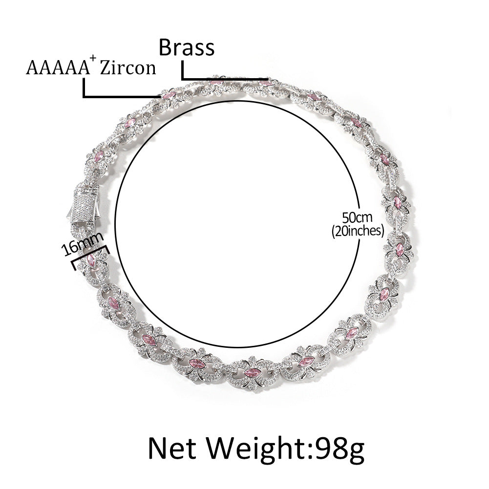 16mm Horseshoe Flower Diamond Necklace