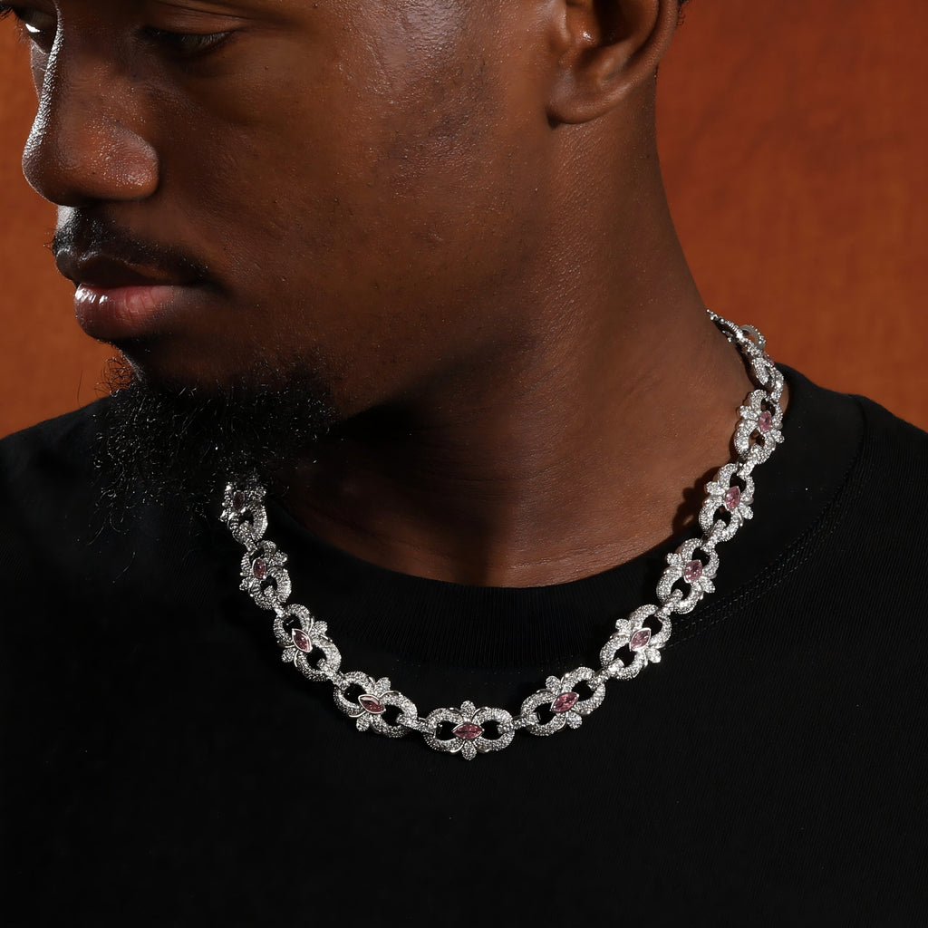 16mm Horseshoe Flower Diamond Necklace