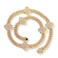 Diamond Four-Leaf Clover Cuban Necklace