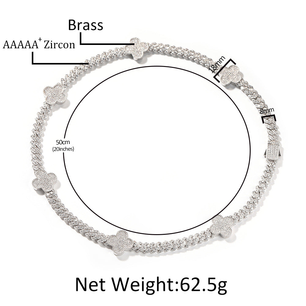 Diamond Four-Leaf Clover Cuban Necklace