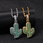 Solid Cactus Diamond Pendant