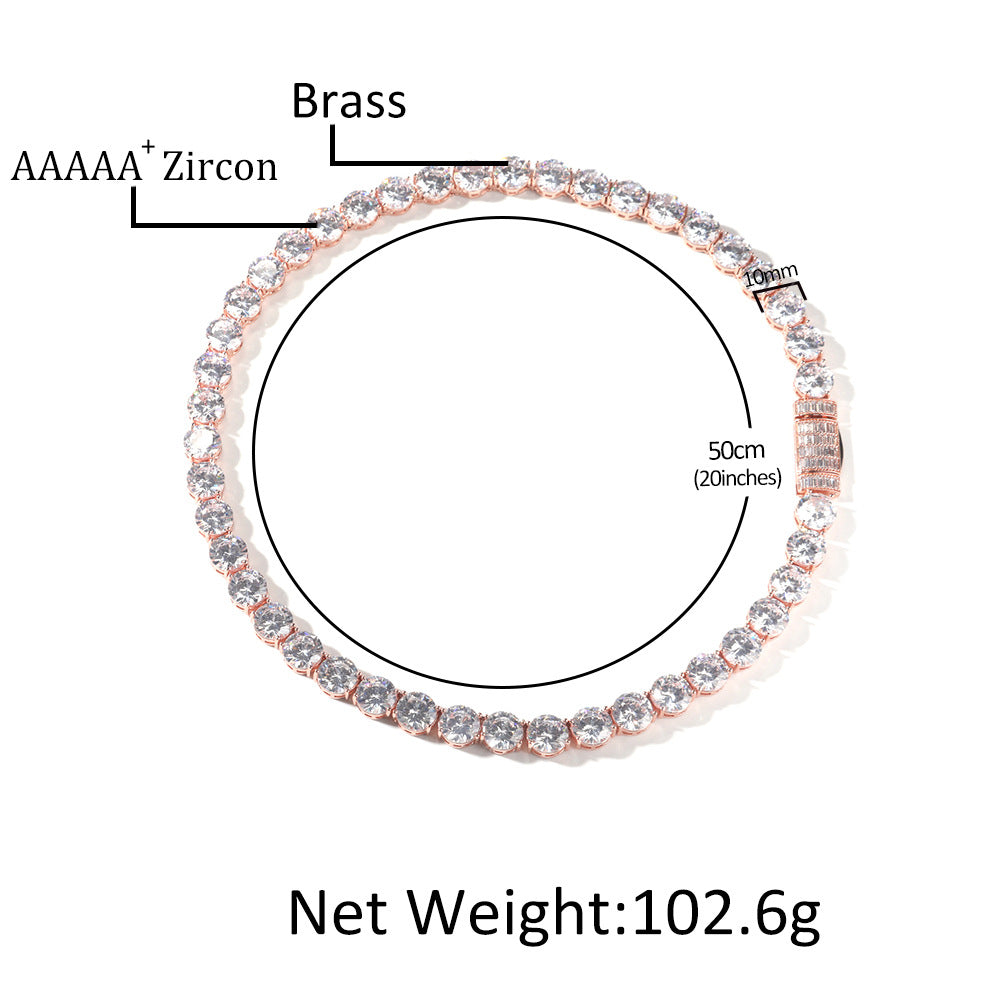 10mm Round Diamond Tennis Necklace Chain