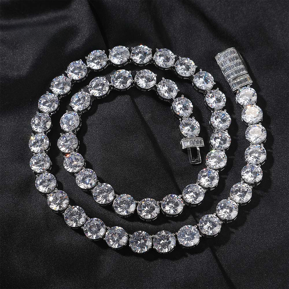 10mm Round Diamond Tennis Necklace Chain