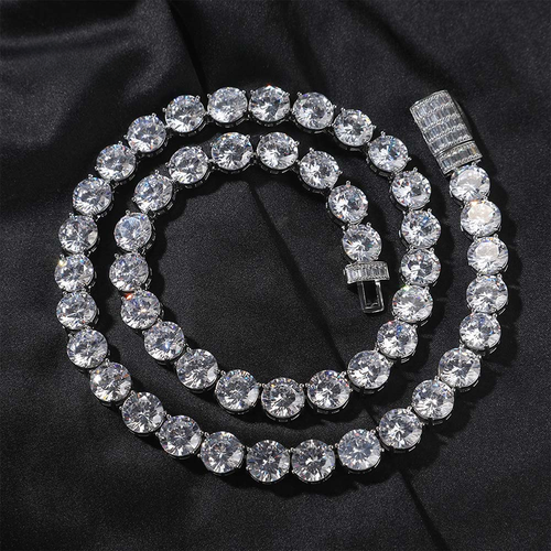 10mm Round Diamond Tennis Necklace Chain