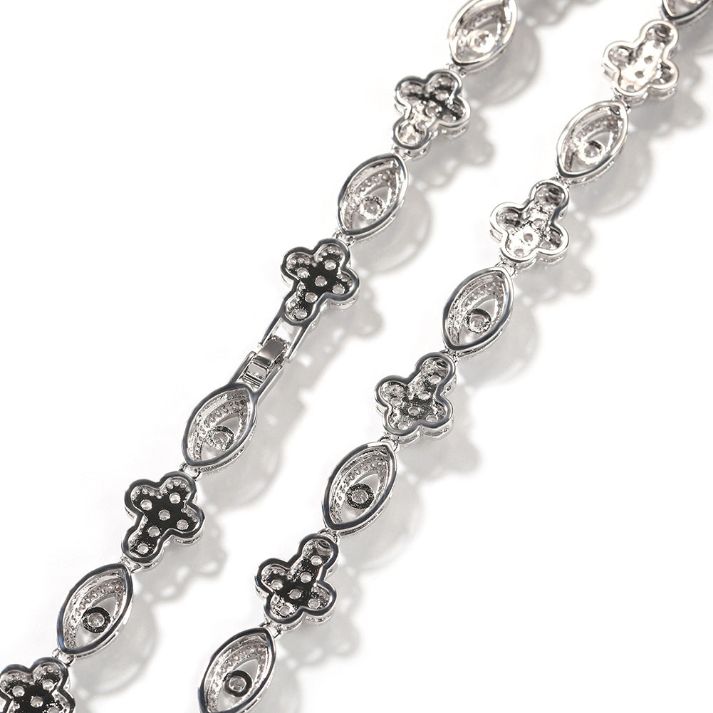 Diamond Eye Cross Necklace Chain