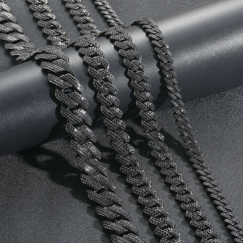 Miami Black Diamond 10/13/15/20mm Cuban Chain Bracelet