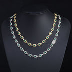 Emerald Cut Green Nano And Round White Cubic Zircon Necklace