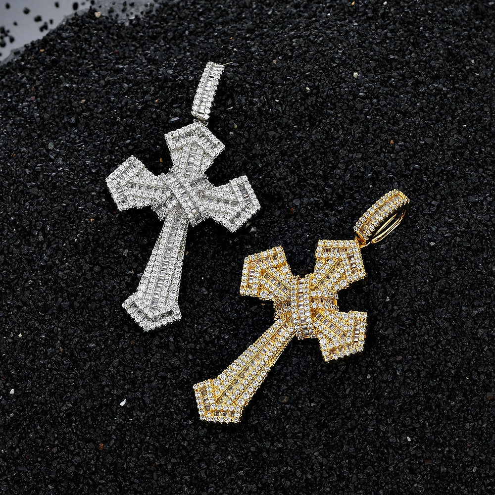 Women Iced Baguette Jesus Cross Pendant