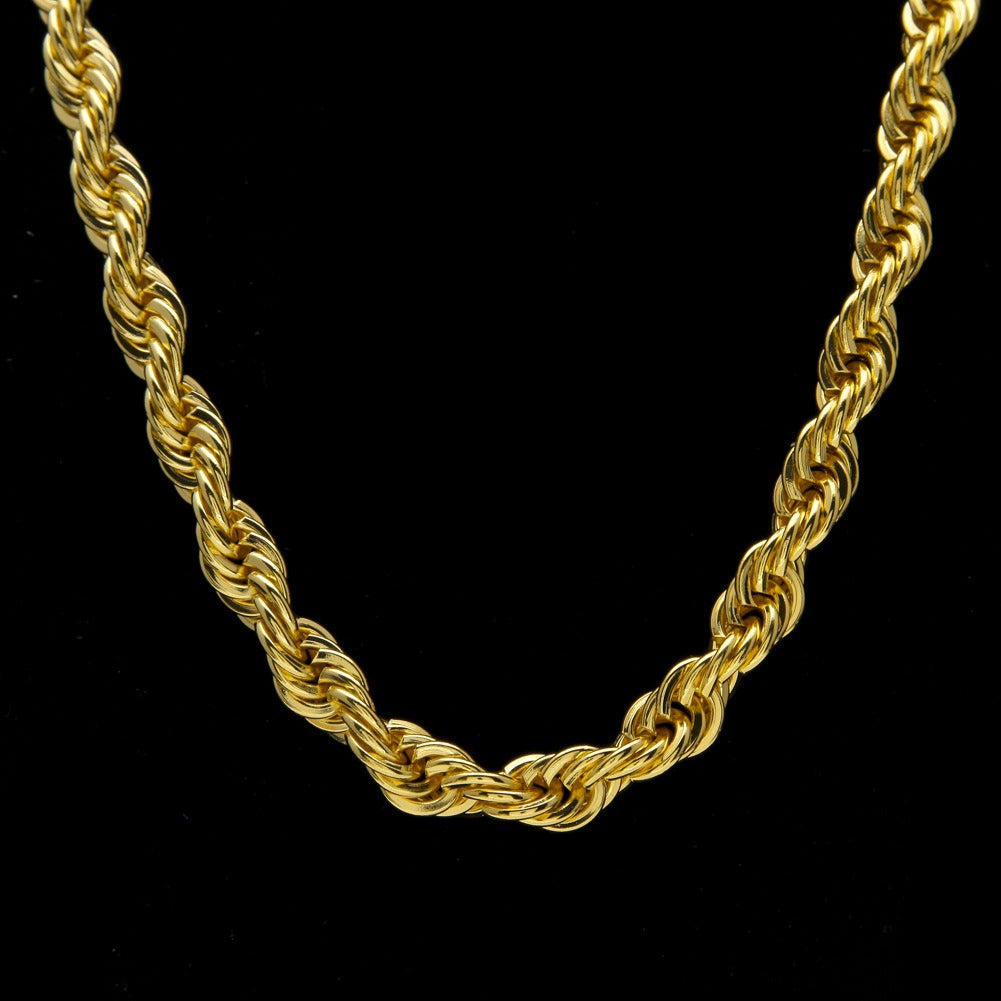 10mm 18K Gold/White Gold Finish Rope Chain