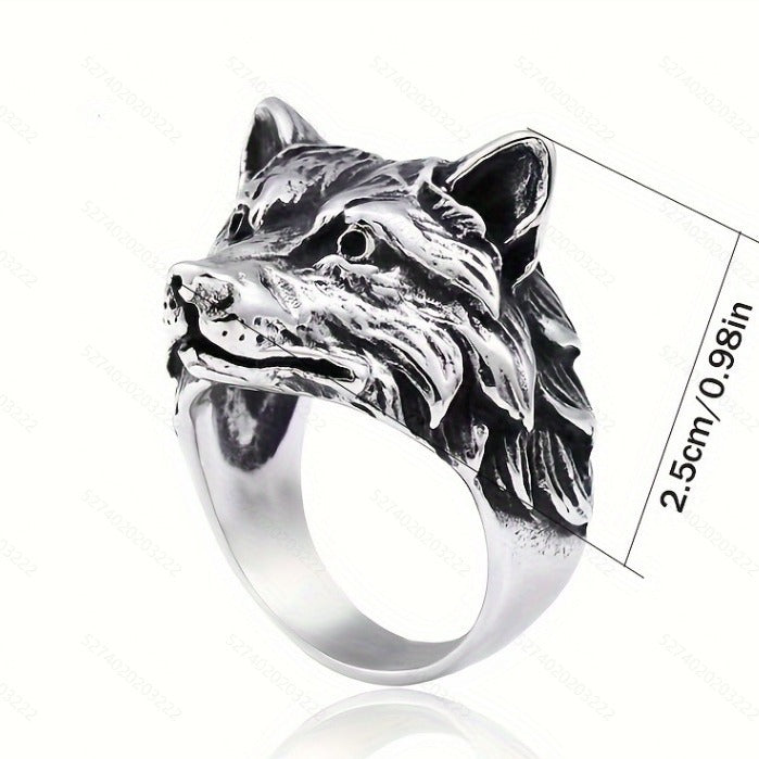 Hip Hop Wolf Head Ring