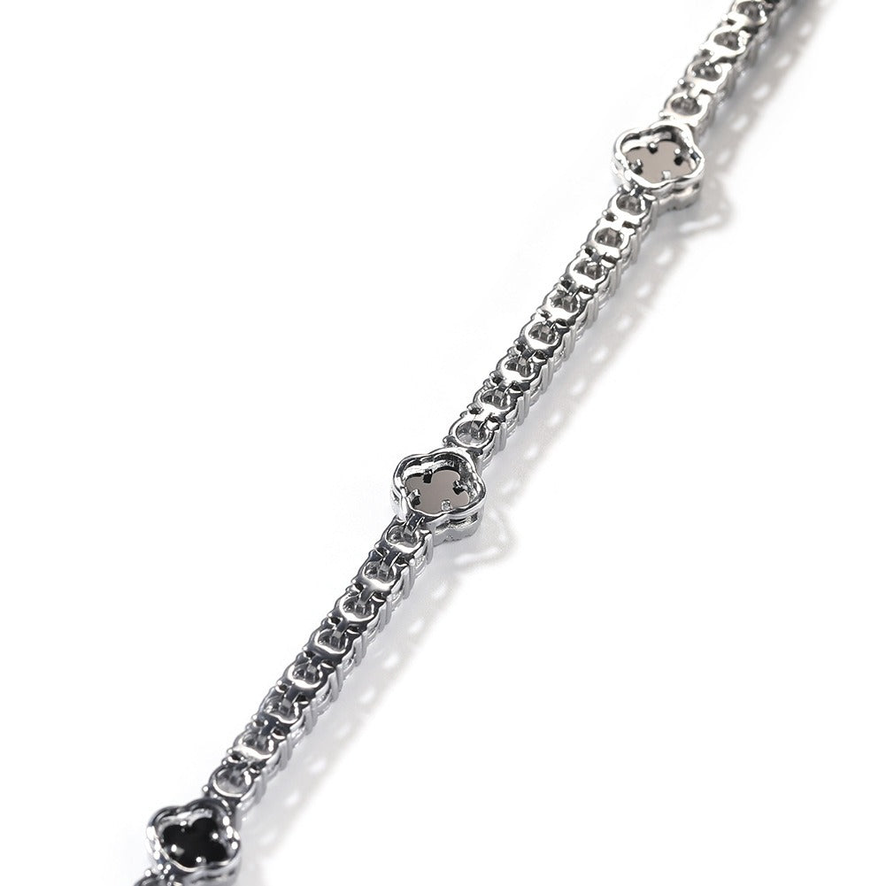 Iced Out Four Leaf Clover Tennis Necklace