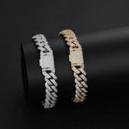 14mm 2-Row Iced Prong Cuban Chain Bracelets