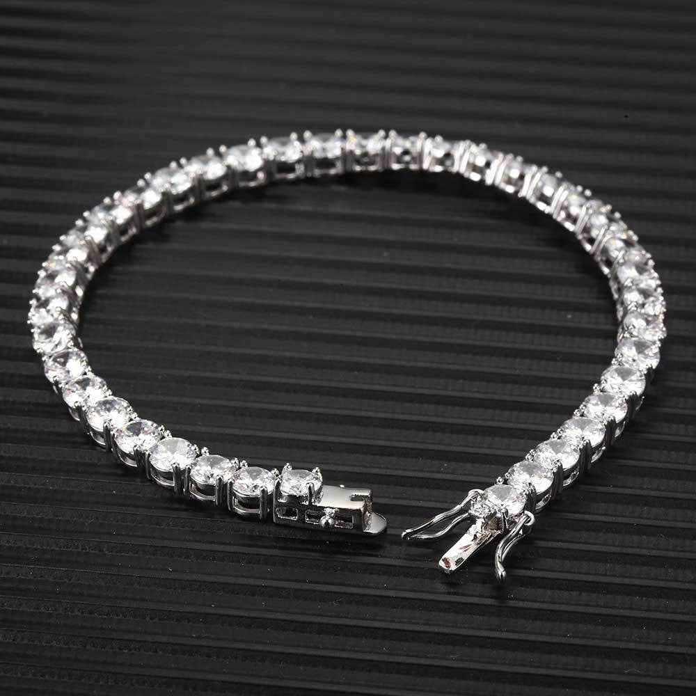 6mm AAA CZ Hip Hop Clustered Tennis Chain Clustered Bracelets