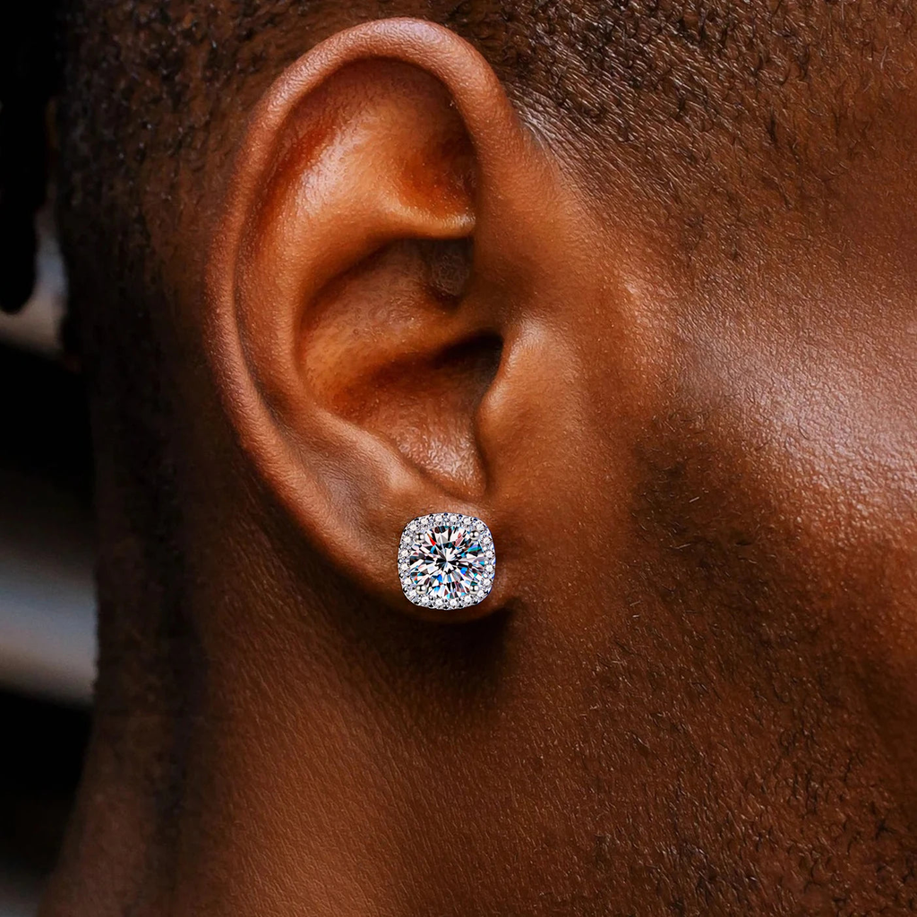 925 Sterling Silver VVS1 Moissanite Cluster Stud Earrings