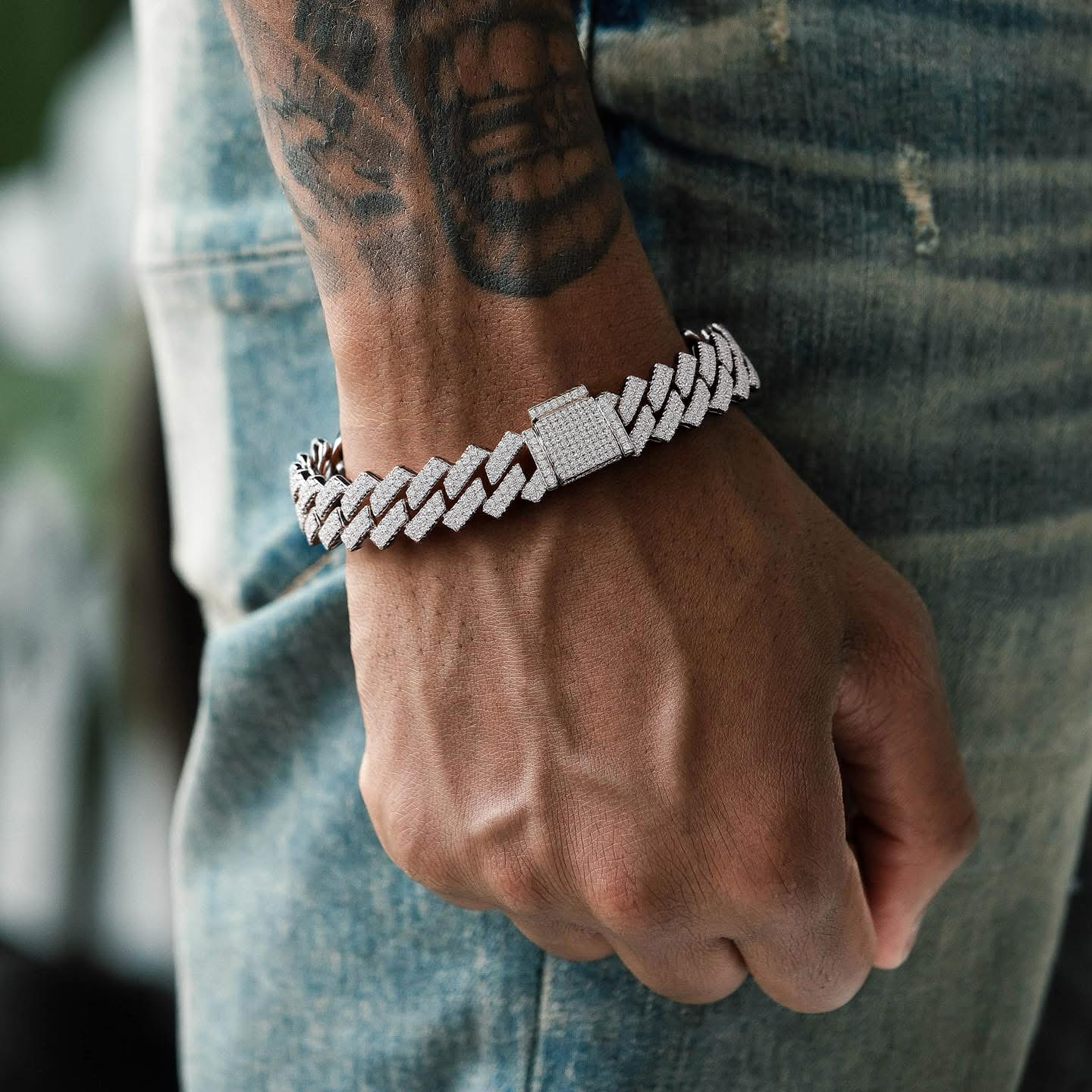 14mm 2-Row Iced Prong Cuban Chain Bracelets