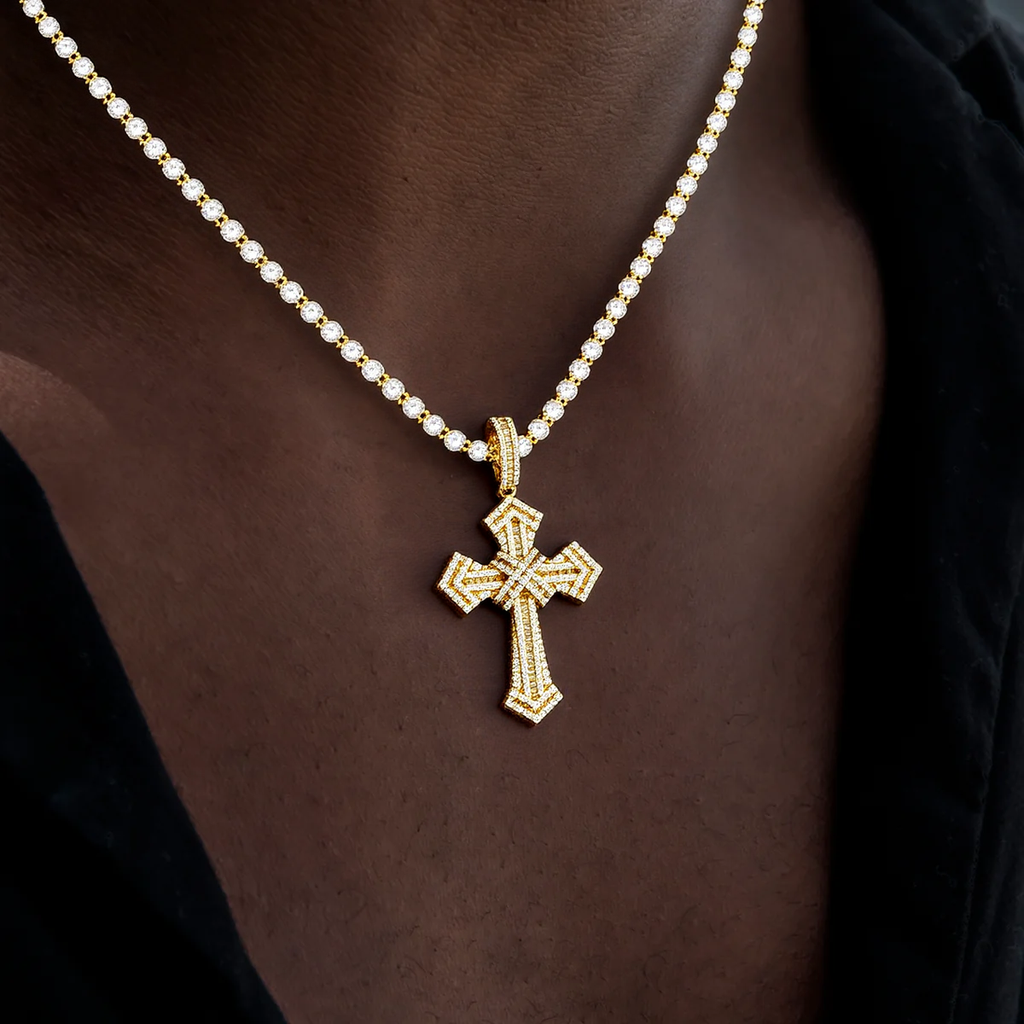 Iced Baguette Jesus Cross Pendant