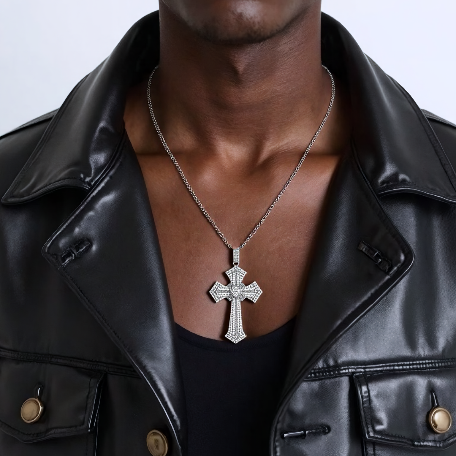 Iced Baguette Jesus Cross Pendant