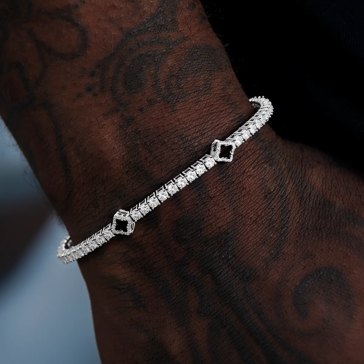 Iced Out Four Leaf Clover Tennis Bracelet