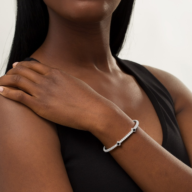 Women Iced Out Four Leaf Clover Tennis Bracelet