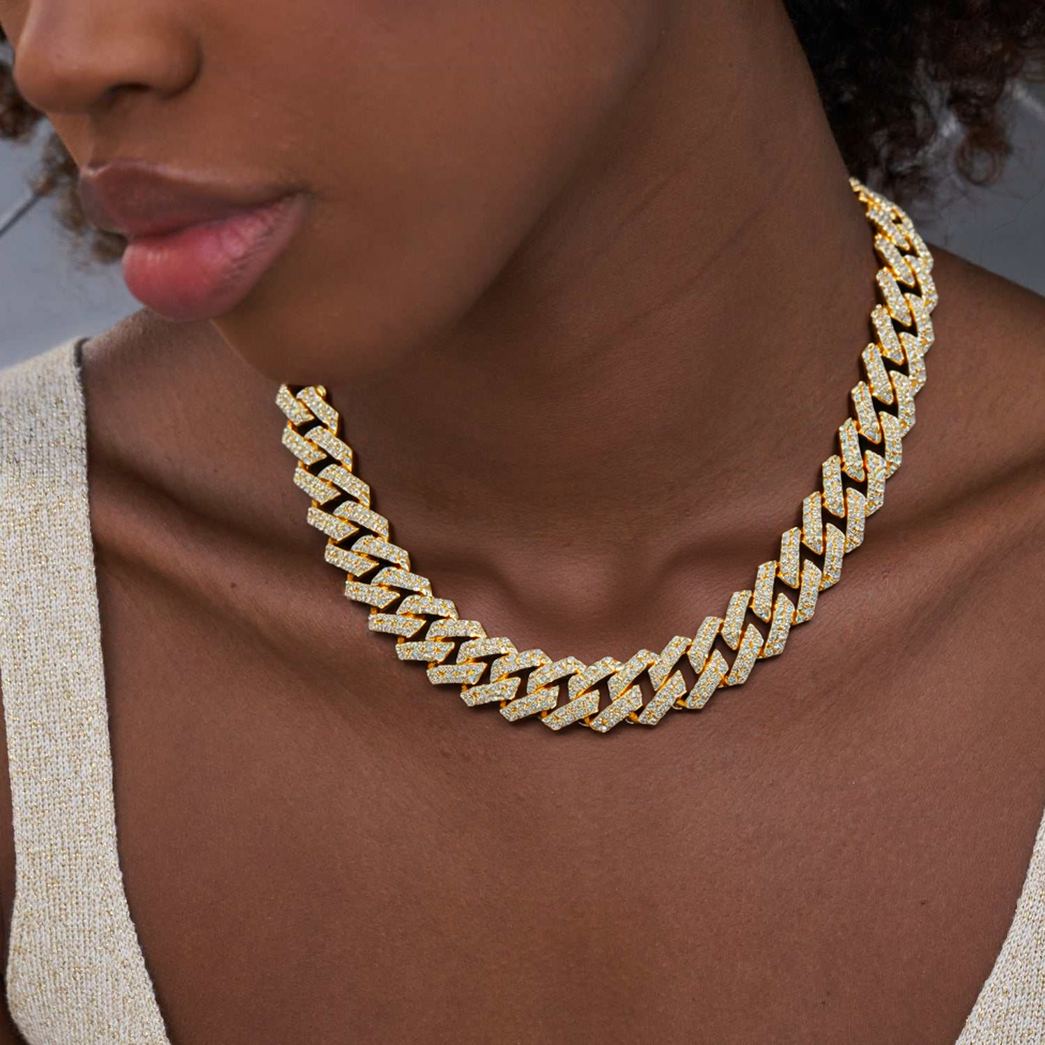 Women 18mm Iced Out Cuban Chain