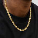 10mm 18K Gold/White Gold Finish Rope Chain