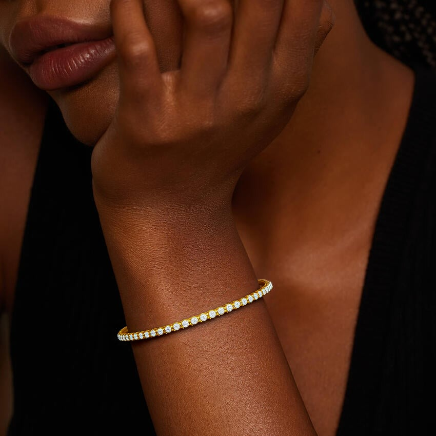 Women 3mm AAA CZ Hip Hop Clustered Tennis Chain Clustered Bracelets