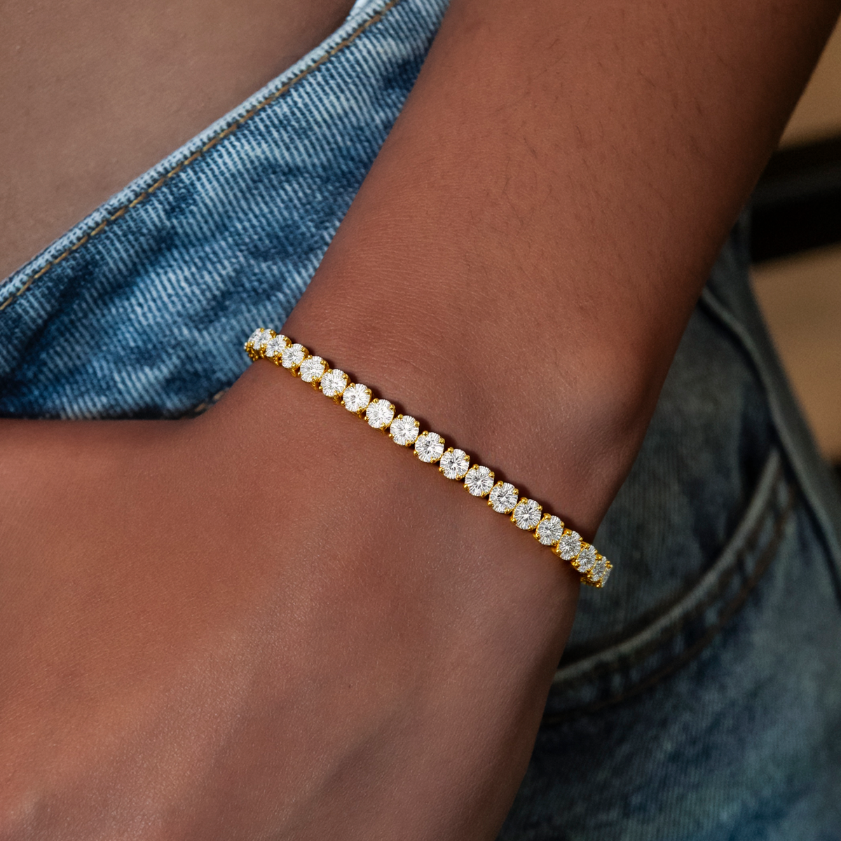 Women 6mm AAA CZ Hip Hop Clustered Tennis Chain Clustered Bracelets