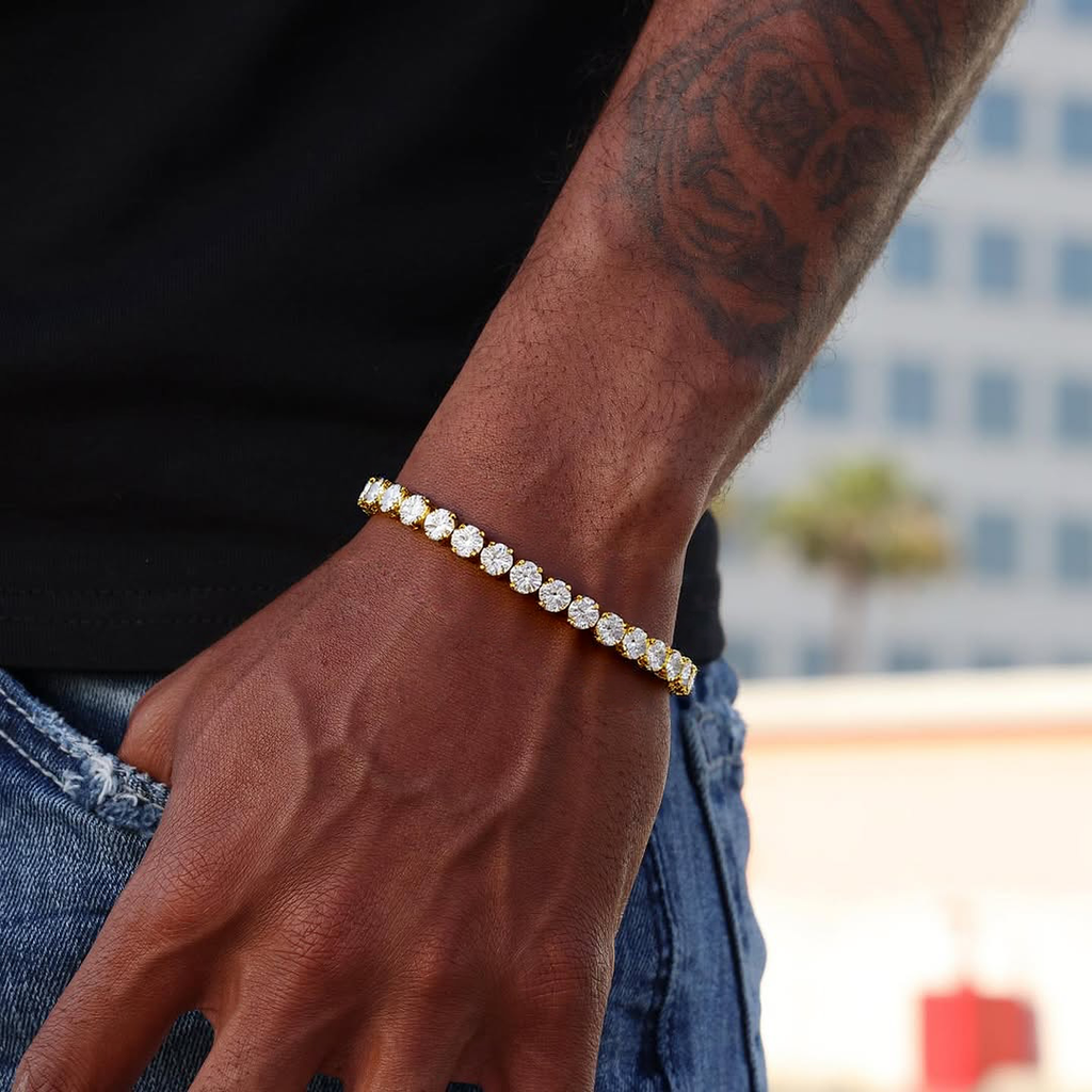 6mm AAA CZ Hip Hop Clustered Tennis Chain Clustered Bracelets