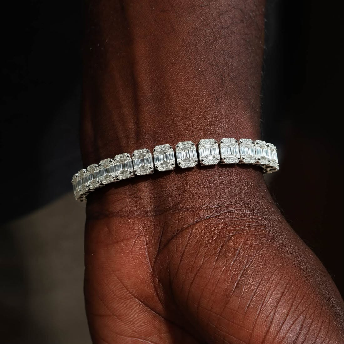 8mm Iced Square Baguette Tennis Bracelet