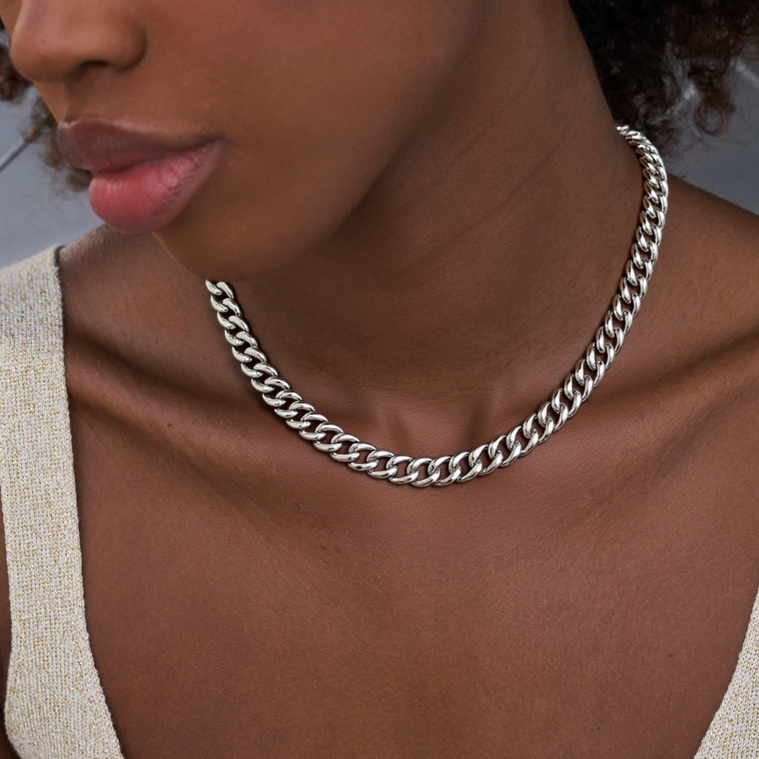 Women 8mm Stainless Steel Cuban Necklace