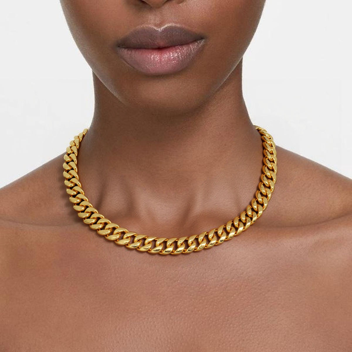 Women 14mm Stainless Steel Cuban Necklace