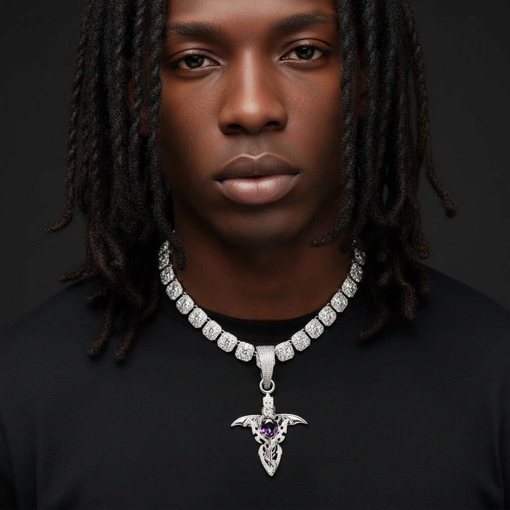 Hip Hop Devil Sword Cross Pendant