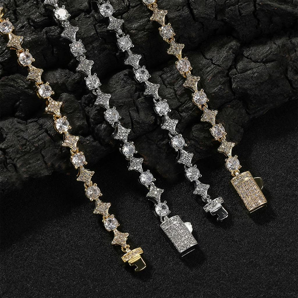 6mm Star-shaped Tennis Chain Bracelet