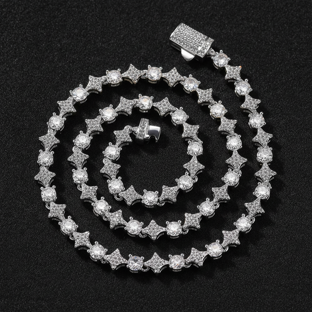 6mm Star-shaped Tennis  Chain Necklace