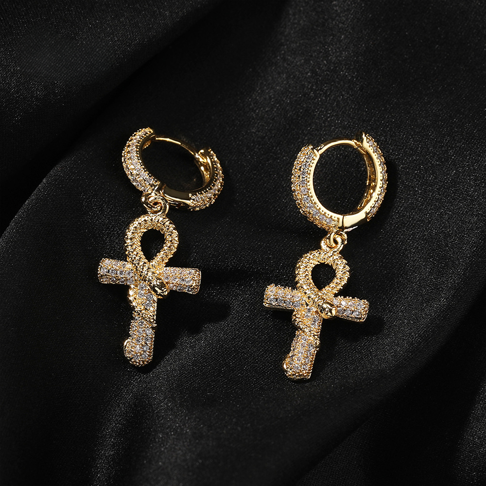 Hip Hop Ankh Snake Earrings