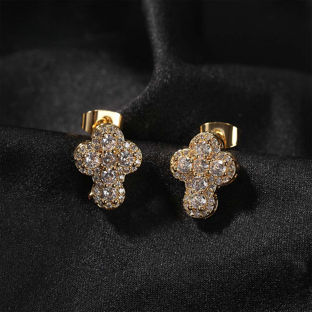 Men's diamond cross earrings