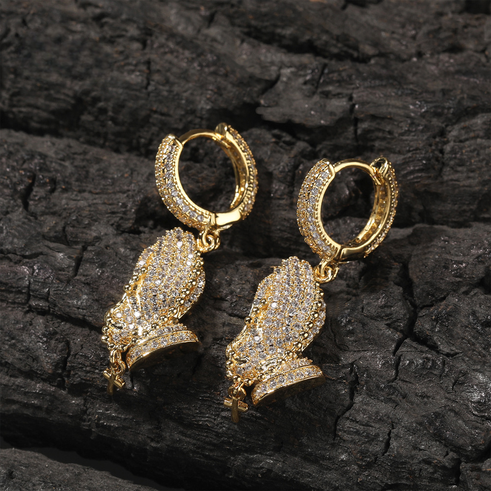 Hip-Hop Stone Hand Earrings