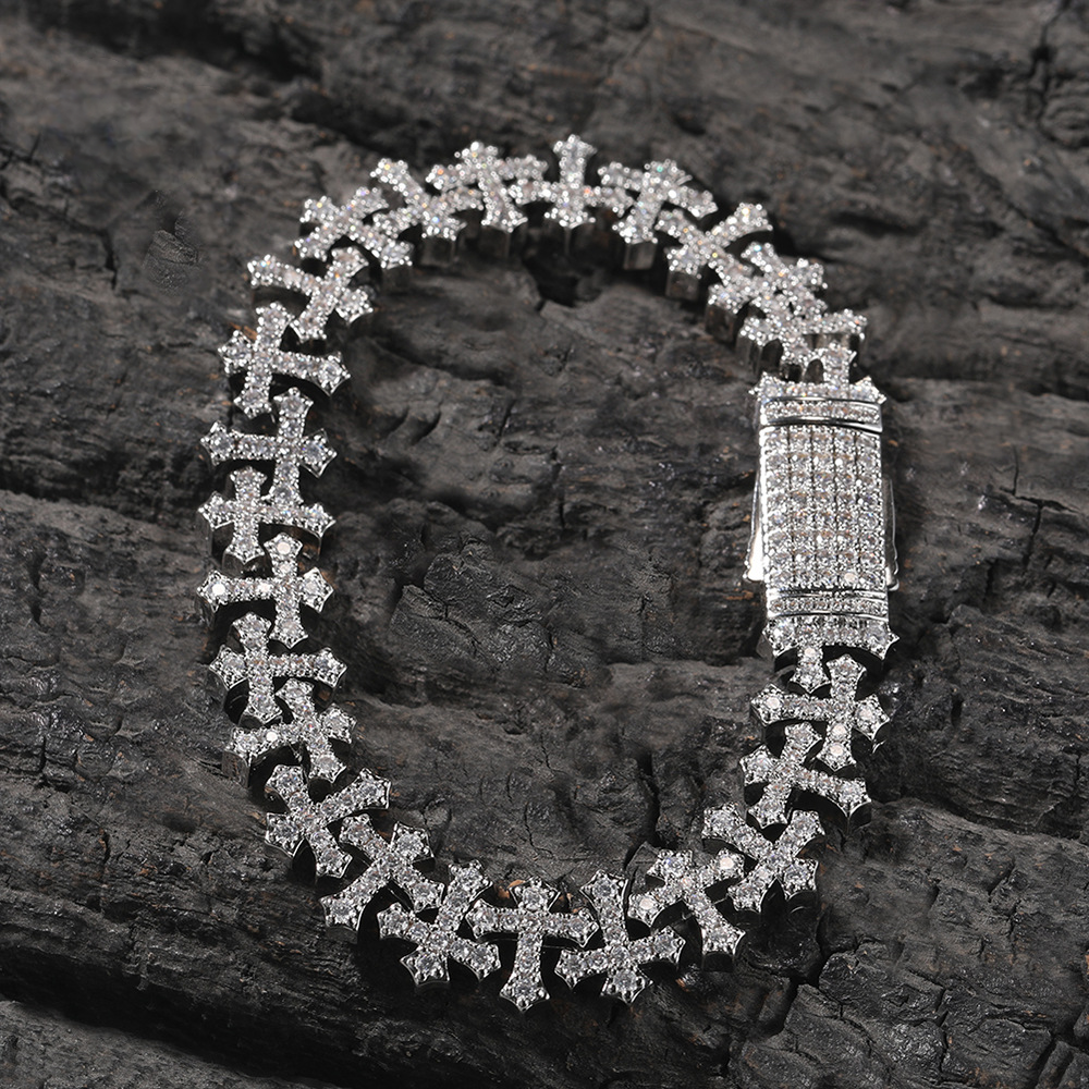 11.5mm Full Diamond Cross Hip Hop Bracelet