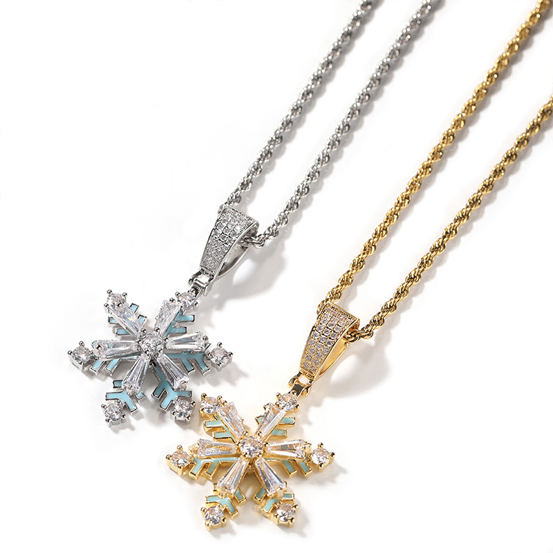 Rotating Snowflake Glowing Pendant