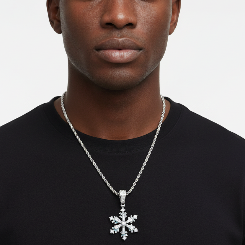 Rotating Snowflake Glowing Pendant