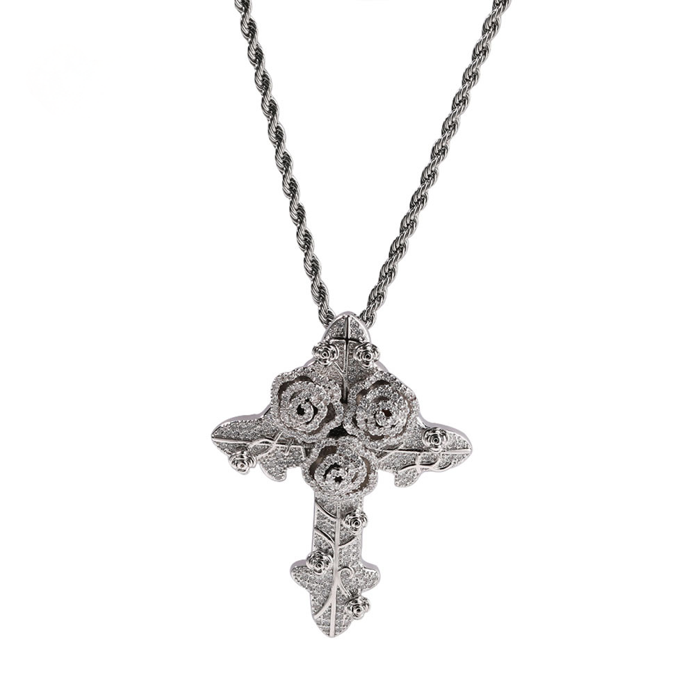 Rose cross pendant