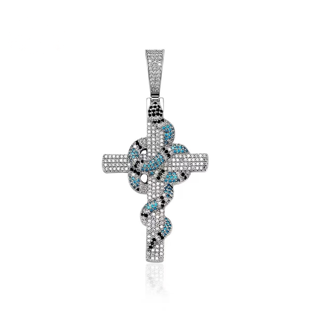 Hip Hop Colorful Snake Cross Pendant